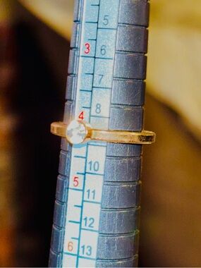 Classic Solitaire Gold-Tone or plated Ring with Clear Crystal side 4